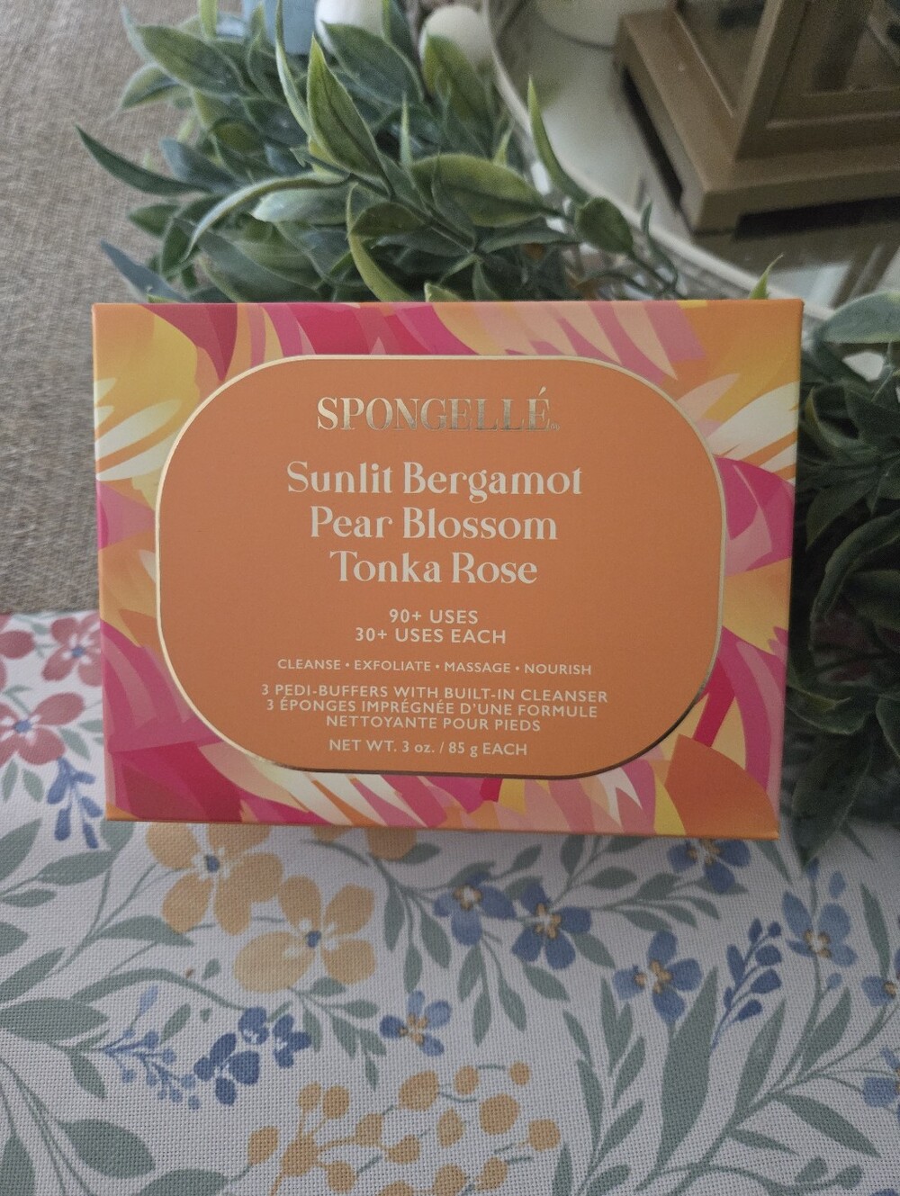 Spongelle Sunlit Bergamot Pear Blossom Tonka Rose Cleansing Pedi-Buffer